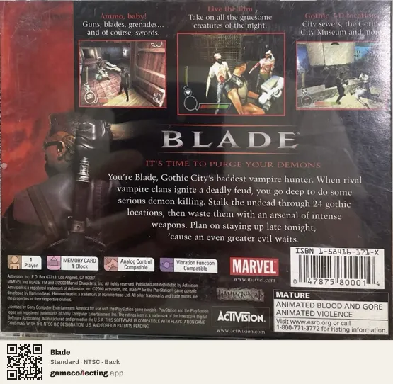 Blade PlayStation, NTSC box back