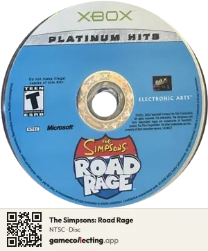 The Simpsons: Road Rage Xbox, NTSC disc