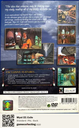 Myst III: Exile PlayStation 2, PAL box back
