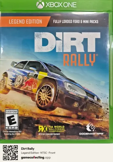 Dirt Rally Xbox One, NTSC box front