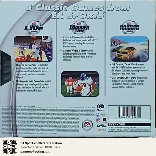 EA Sports Collector's Edition PlayStation, NTSC box back