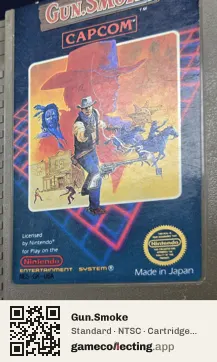 Gun.Smoke Nintendo Entertainment System, NTSC cartridge label