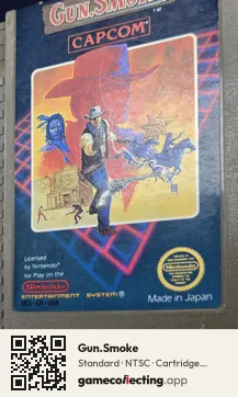 Gun.Smoke Nintendo Entertainment System, NTSC cartridge label
