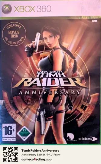 Tomb Raider: Anniversary Xbox 360, PAL box front