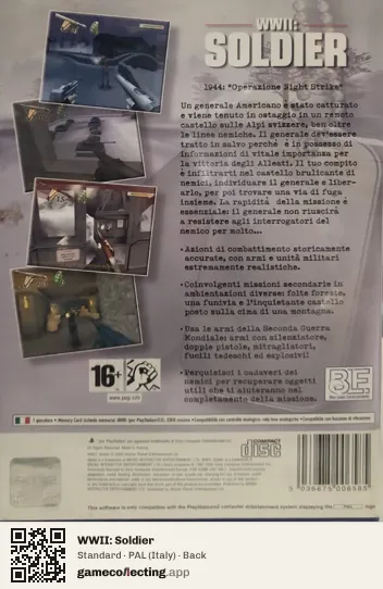 WWII: Soldier PlayStation 2, Italy box back