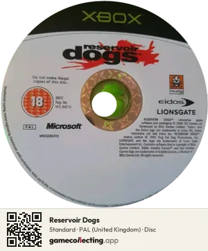 Reservoir Dogs Xbox, PAL disc
