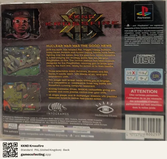 KKND Krossfire PlayStation, United Kingdom box back