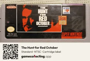 The Hunt for Red October Super Nintendo Entertainment System, NTSC cartridge label