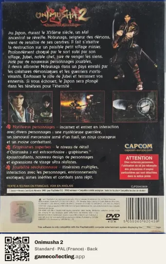Onimusha 2 PlayStation 2, France box back
