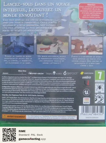 RiME Xbox One, PAL box back