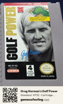 Greg Norman's Golf Power Nintendo Entertainment System, NTSC cartridge label