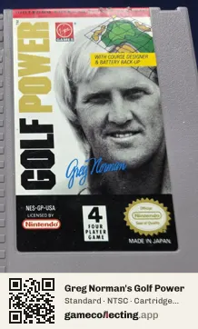 Greg Norman's Golf Power Nintendo Entertainment System, NTSC cartridge label