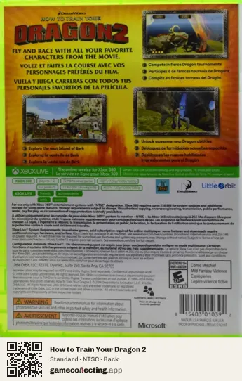 How to Train Your Dragon 2 Xbox 360, NTSC box back