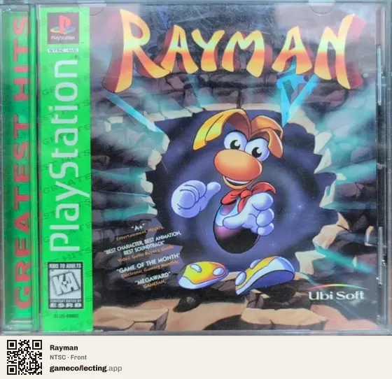 Rayman PlayStation, NTSC box front