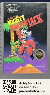 Mighty Bomb Jack Nintendo Entertainment System, NTSC cartridge label