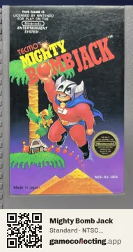 Mighty Bomb Jack Nintendo Entertainment System, NTSC cartridge label