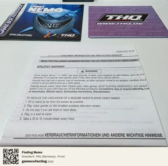 Finding Nemo Game Boy Advance, Germany box front