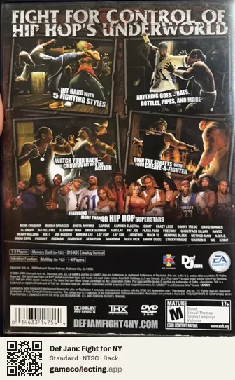 Def Jam: Fight for NY PlayStation 2, NTSC box back