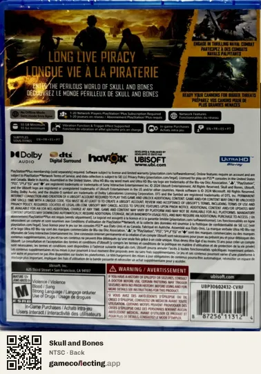 Skull and Bones PlayStation 5, NTSC box back