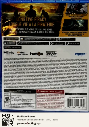 Skull and Bones PlayStation 5, NTSC box back