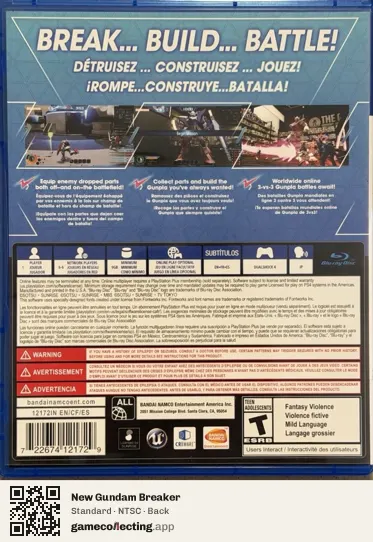 New Gundam Breaker PlayStation 4, NTSC box back
