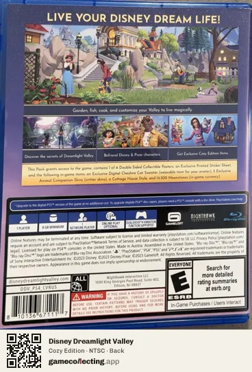 Disney Dreamlight Valley PlayStation 4, NTSC box back