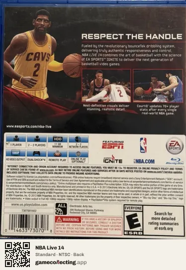NBA Live 14 PlayStation 4, NTSC box back