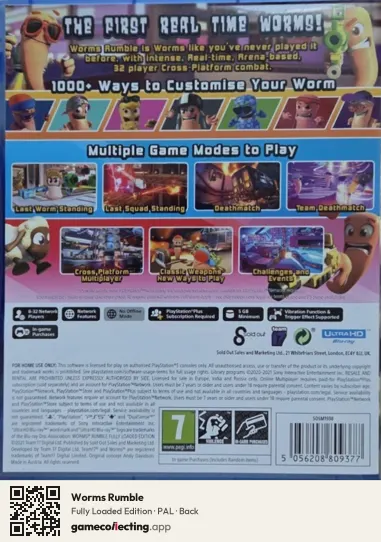 Worms Rumble PlayStation 5, PAL box back