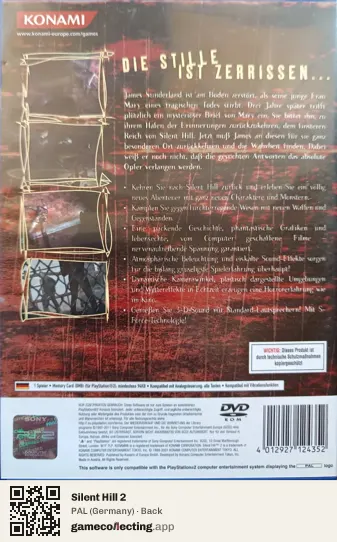 Silent Hill 2 PlayStation 2, Germany box back