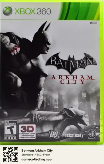 Batman: Arkham City Xbox 360, NTSC box front