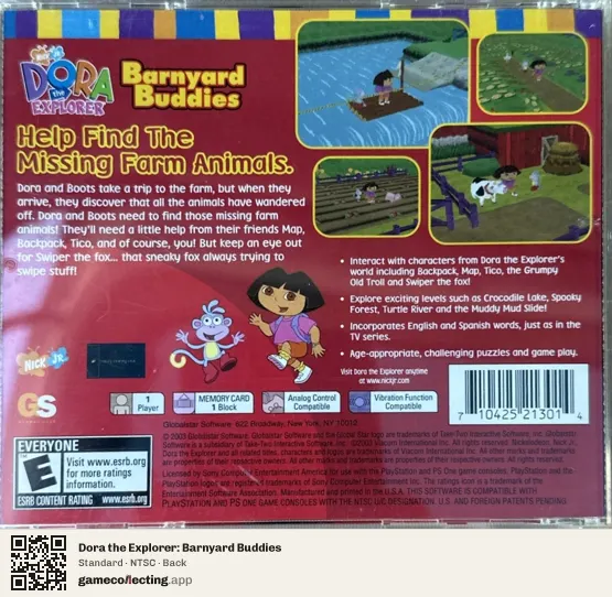 Dora the Explorer: Barnyard Buddies PlayStation, NTSC box back