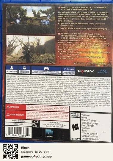 Risen PlayStation 4, NTSC box back