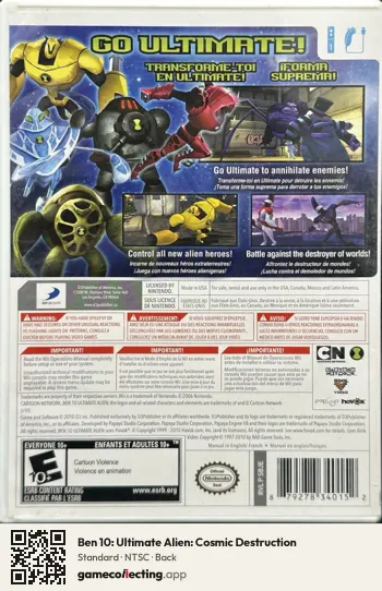 Ben 10: Ultimate Alien: Cosmic Destruction Nintendo Wii, NTSC box back
