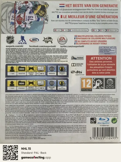 NHL 15 PlayStation 3, PAL box back