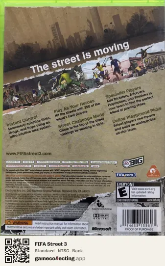 FIFA Street 3 Xbox 360, NTSC box back