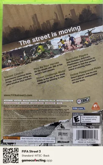 FIFA Street 3 Xbox 360, NTSC box back