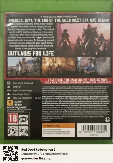 Red Dead Redemption 2 Xbox One, United Kingdom box back