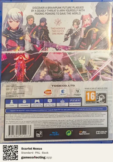 Scarlet Nexus PlayStation 4, PAL box back