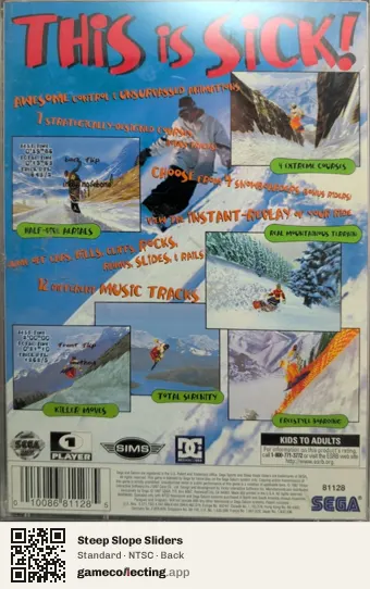 Steep Slope Sliders Sega Saturn, NTSC box back