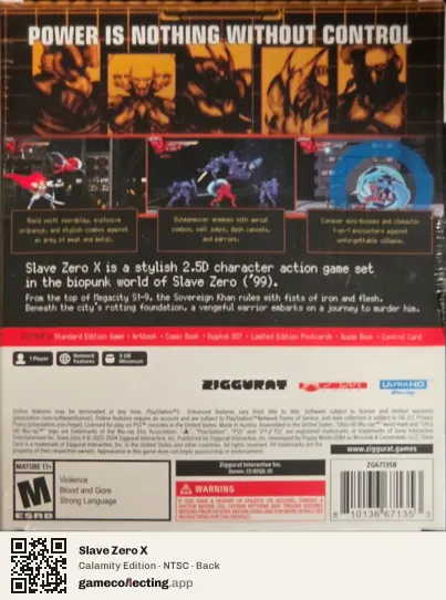 Slave Zero X PlayStation 5, NTSC box back