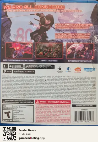 Scarlet Nexus PlayStation 5, NTSC box back
