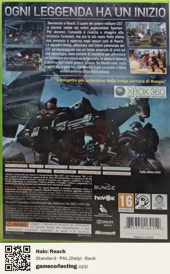 Halo: Reach Xbox 360, Italy box back