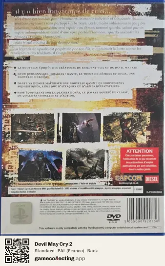 Devil May Cry 2 PlayStation 2, France box back