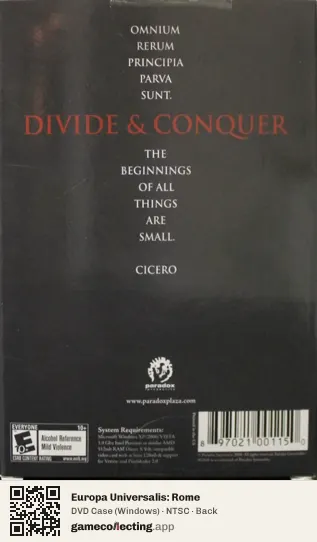 Europa Universalis: Rome Computer, NTSC box back