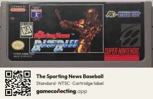 The Sporting News Baseball Super Nintendo Entertainment System, NTSC cartridge label