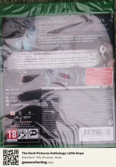 The Dark Pictures Anthology: Little Hope Xbox One, France box back