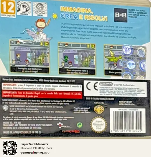 Super Scribblenauts Nintendo DS, Italy box back