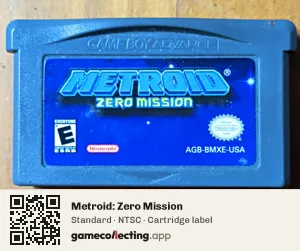 Metroid: Zero Mission Game Boy Advance, NTSC cartridge label