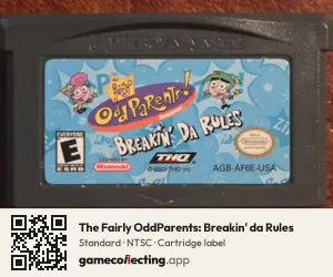 The Fairly OddParents: Breakin' da Rules Game Boy Advance, NTSC cartridge label