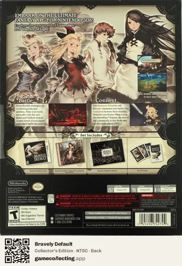 Bravely Default Nintendo 3DS, NTSC box back
